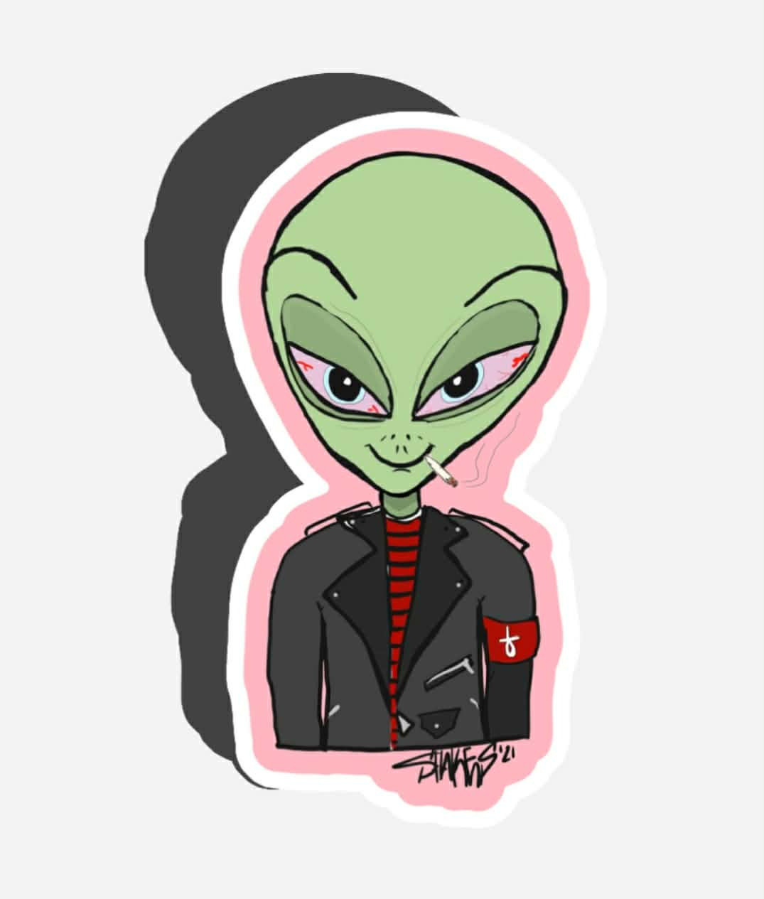 Smoking Alien magnet
